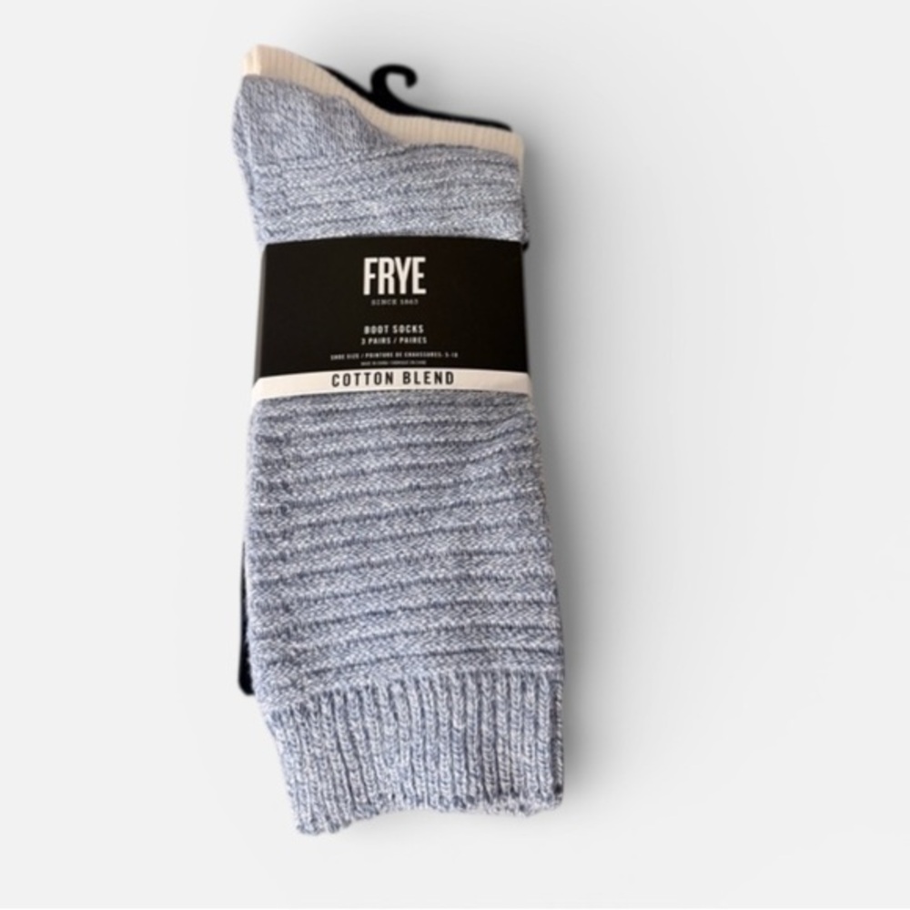Frye women gray,blue,off white Cotton Blend Socks. Long boot socks. Set of 3